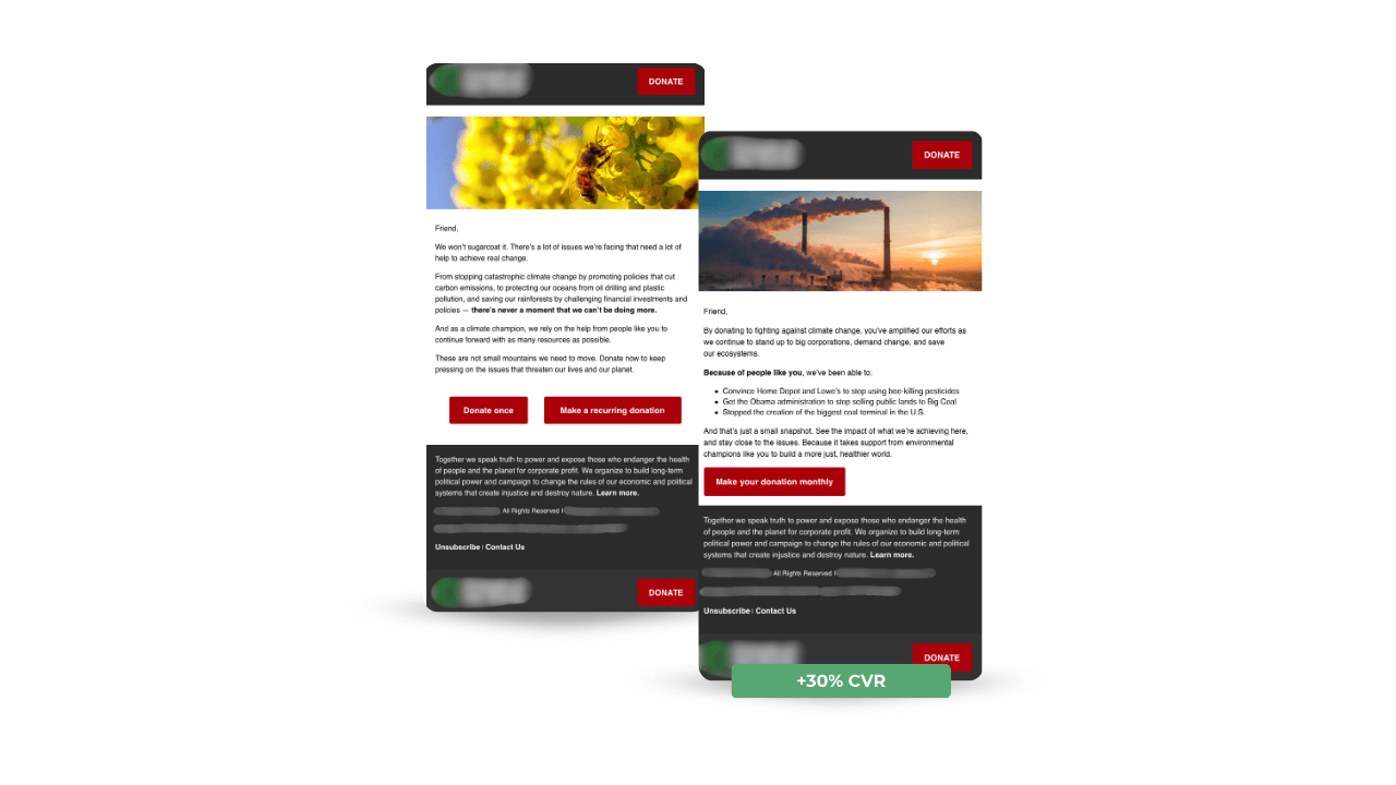 Donation email redesign drives higher conversions