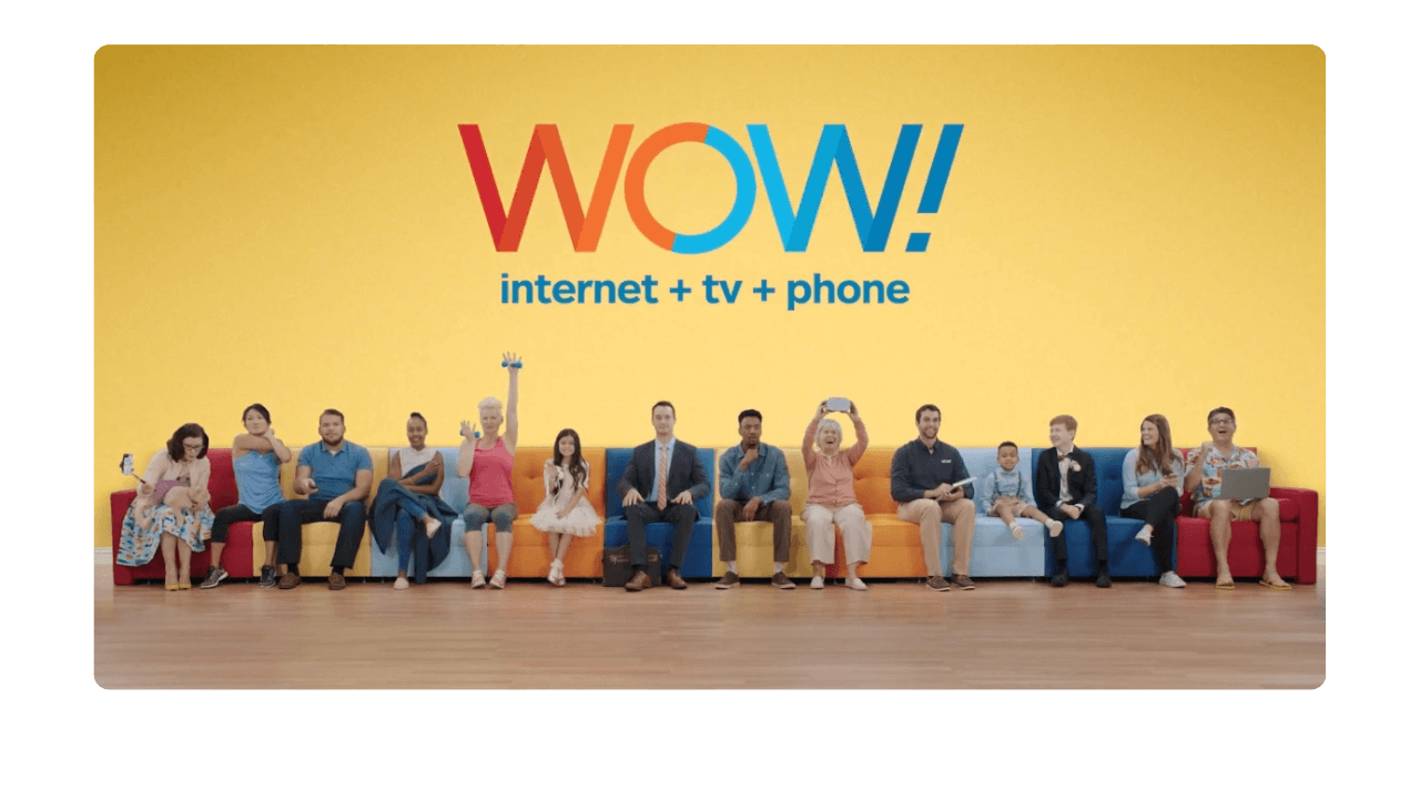 WOW! internet + tv + phone — colorful couch lineup